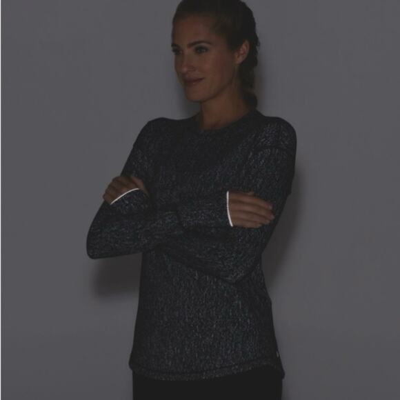 Lululemon Outrun Long Sleeve Suited Print White Black - Picture 8 of 12